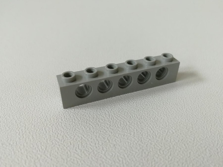 Lego - technic - brick - 1x6 - part 3894 - ljusgrå (old light gray)