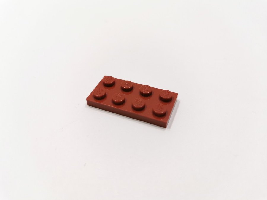 Lego - plate - platt - bas - 2x4 - part 3020 - vinröd (dark red)