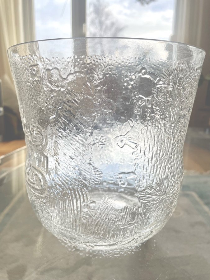 Stor klassisk skål Fauna glas design Oiva Toikka Nuutajärvi Finland 1970-tal