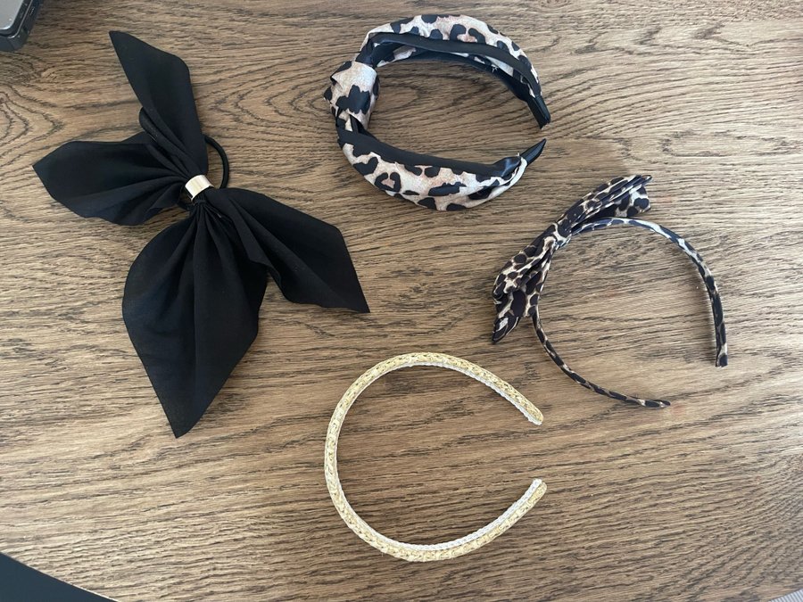 NYA hår accessoarer set flicka rosett diadem svart leopard barn baby märkes LYX