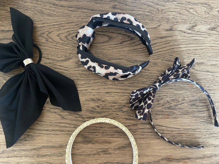 NYA hår accessoarer set flicka rosett diadem svart leopard barn baby märkes LYX