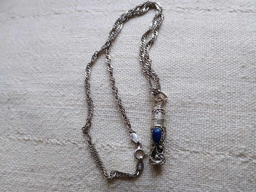 Halsband med Hänge (blå sten som liknar Lapis Lazuli), silver 925 Italy