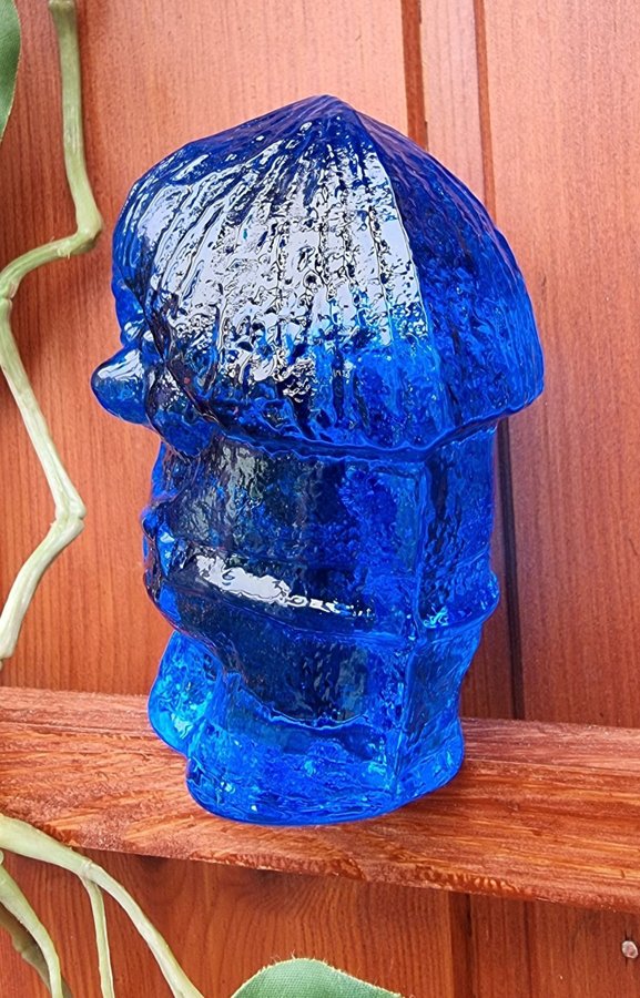 Glasskulptur-troll i blått glas, SEA GLASBRUK KOSTA SWEDEN