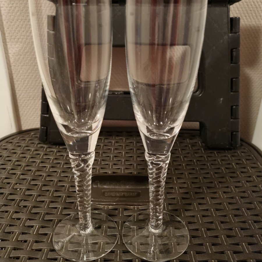 Kristall 2st champagneglas från Älghults Glasbruk