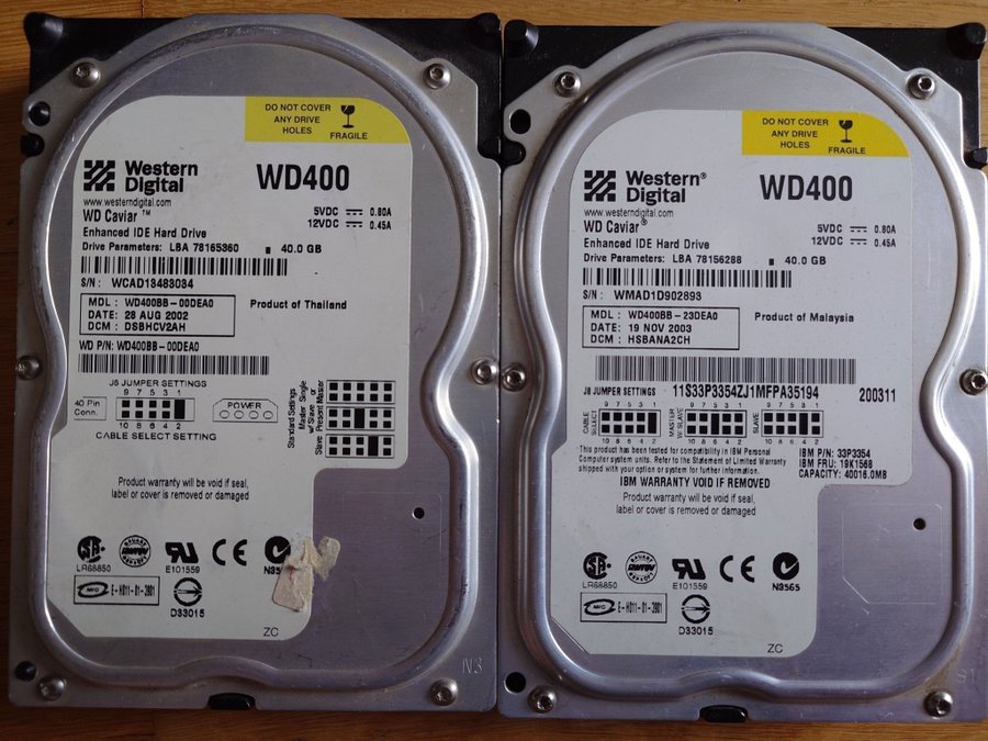 2x40 GB Western Digital IDE Drives