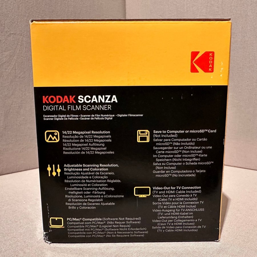 KODAK SCANZA Digital Film Scanner för Negativ och Diabilder med 3,5" LCD-skärm