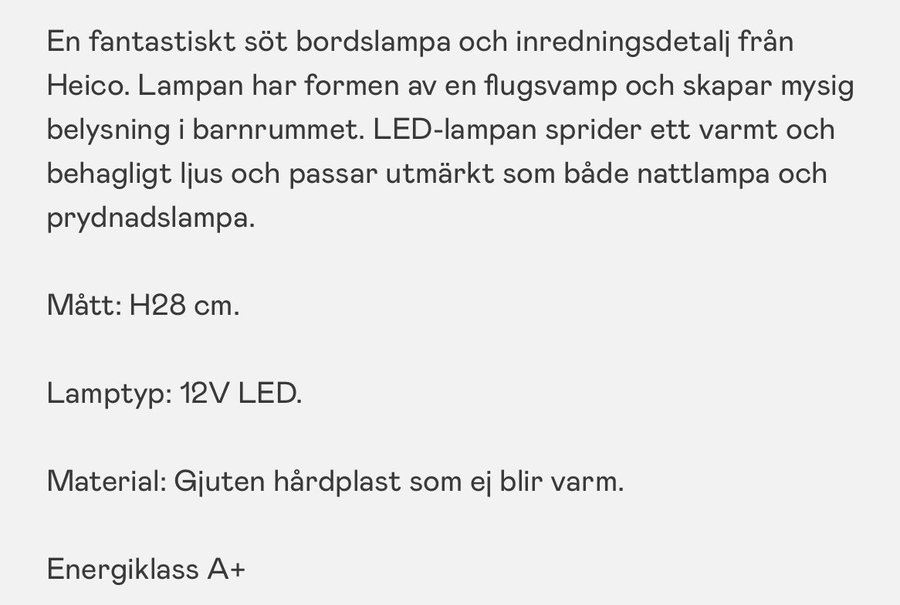 Heico Lampa Svamp, Guld