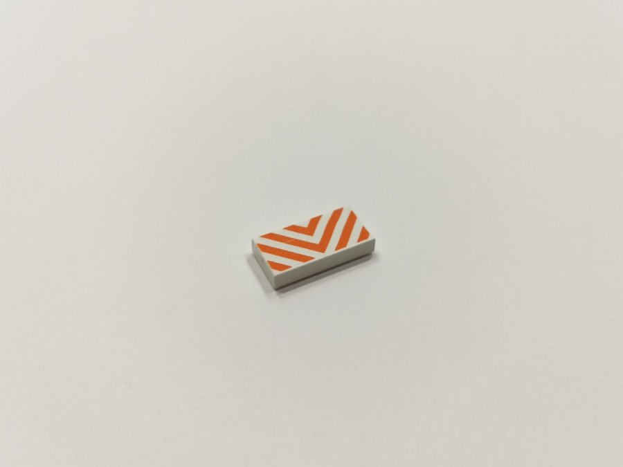 Lego - tryck - 1x2 - tile - varning - stripes - vit