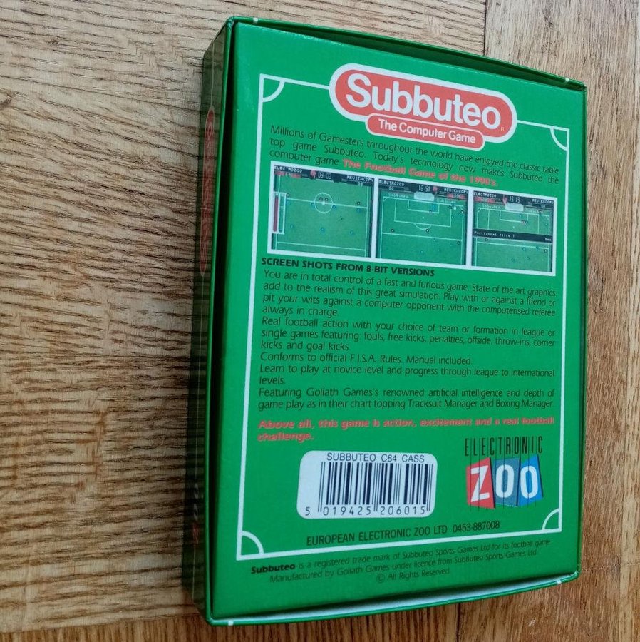 Subbuteo The Computer Game (Electronic Zoo - Goliath Games)Commodore 64/C64 Spel