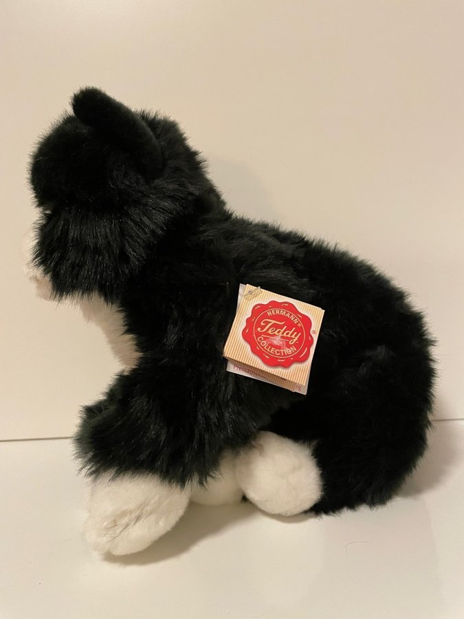 Svartvit katt Teddy Hermann Collection 24 cm lång 20 cm hög