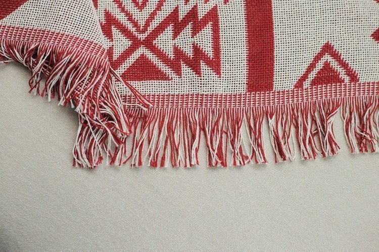 Christmas red white geometric sofa blanket tassel tapestry carpet,130*160cm