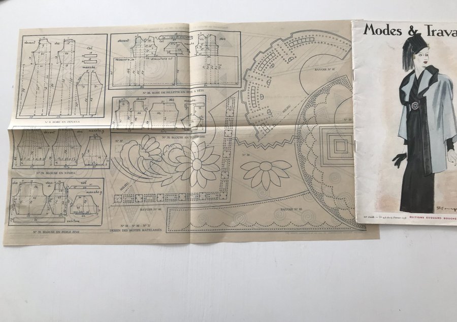 FRANSKA MODETIDNING 1938 + 1947 + 1948 Petit Couturiére och Modes Travaux