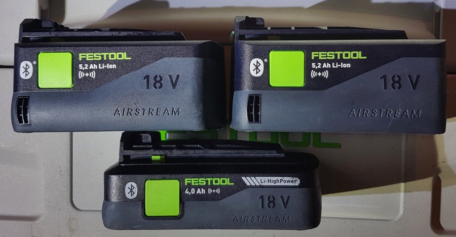 Festool Airstream/High power batterier (batteries) 3st 18v