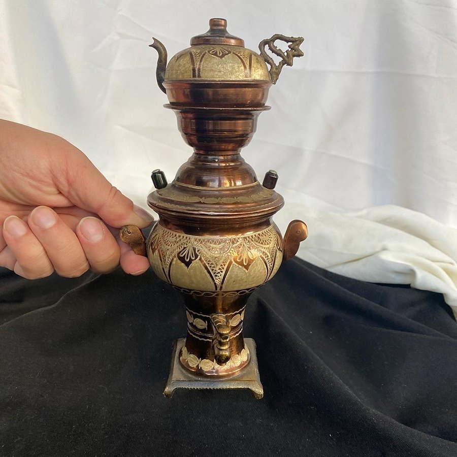 Antique Turkish Culture Mini Copper Samovar