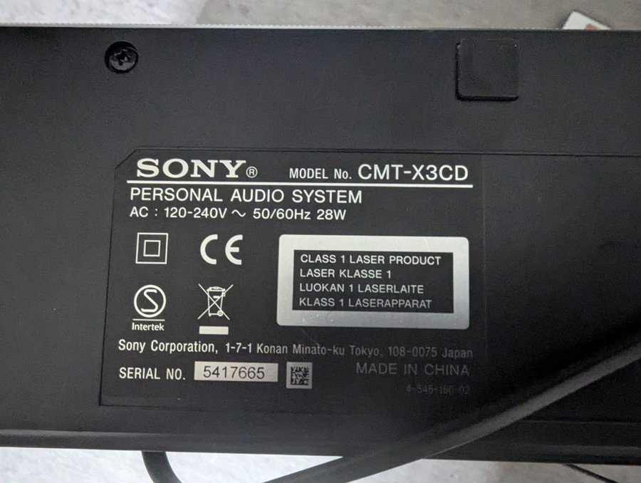 SONY CMT-X3CD