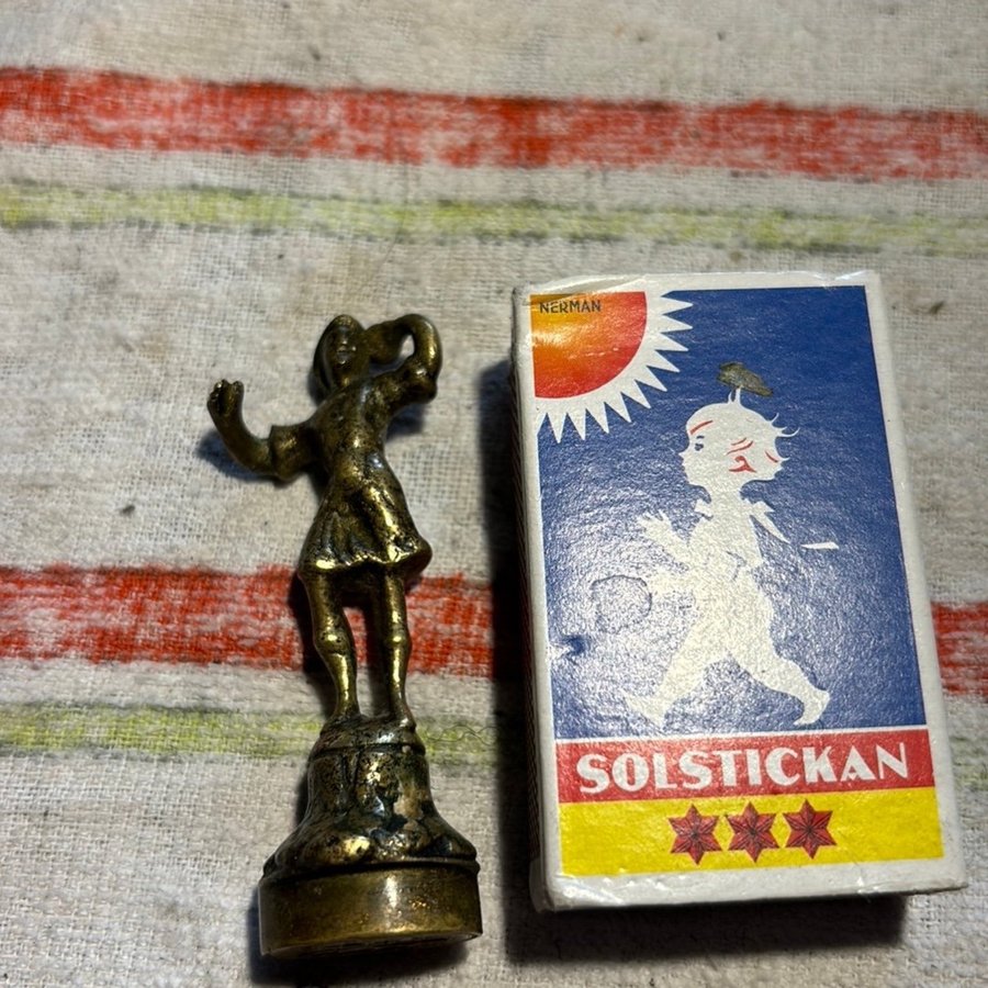 Vintage Bronsfigur stämpel jättefin