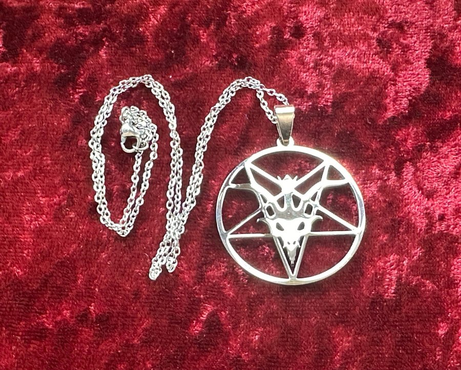 Nytt halsband Pentagram Satan Ockult Wiccan Stainless Stål Metal Goth Rock Punk