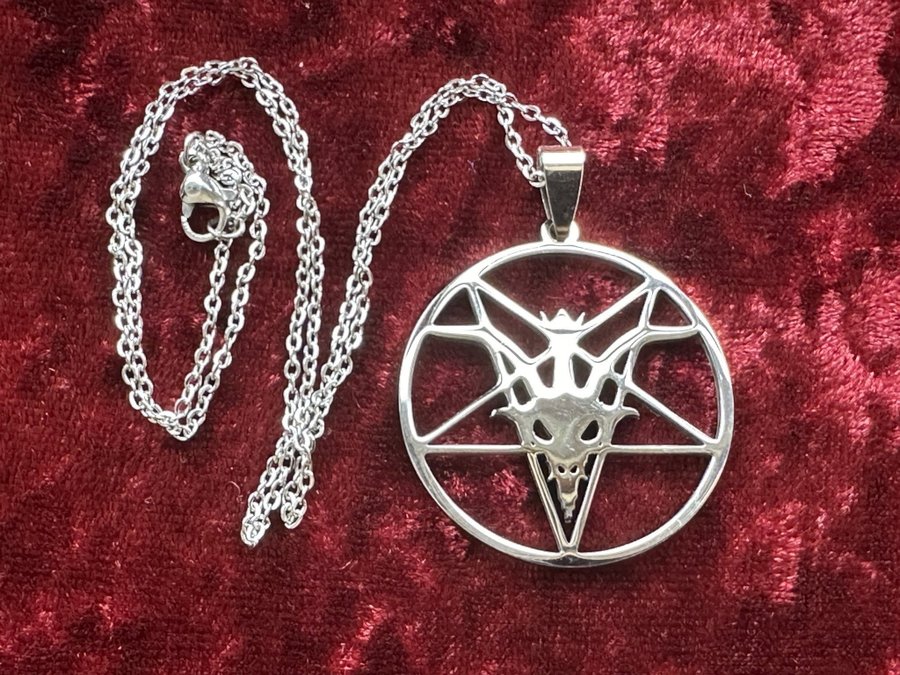 Nytt halsband Pentagram Satan Ockult Wiccan Stainless Stål Metal Goth Rock Punk