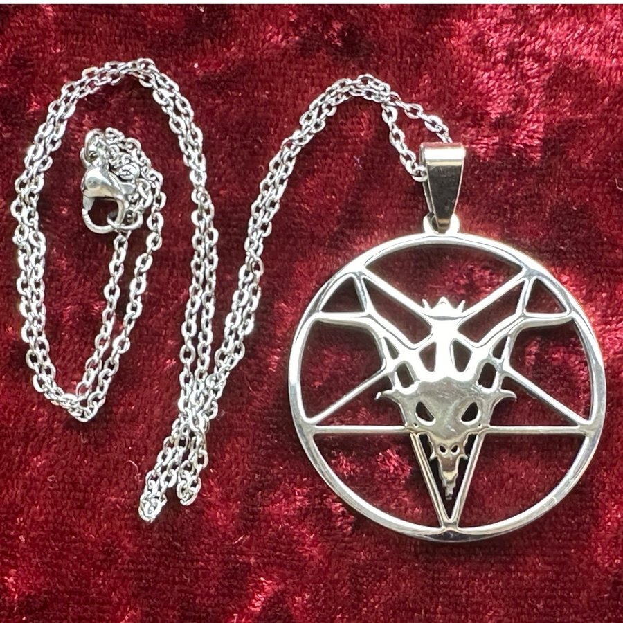 Nytt halsband Pentagram Satan Ockult Wiccan Stainless Stål Metal Goth Rock Punk