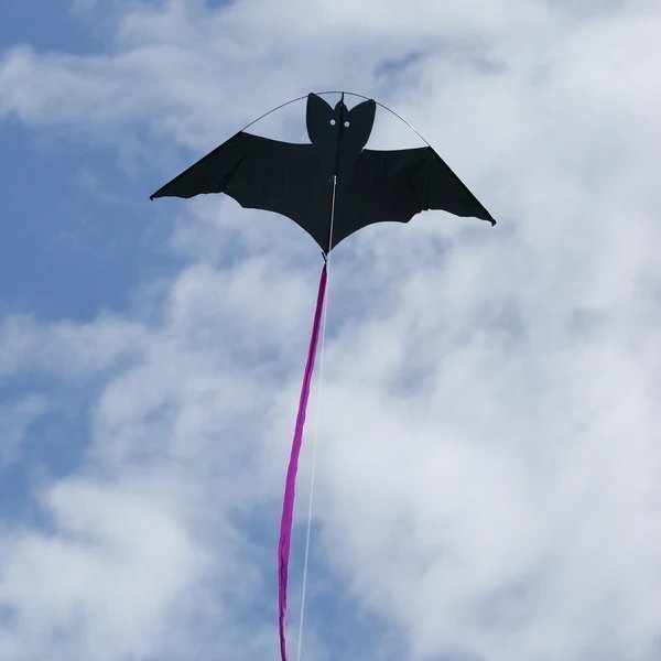 Helsvart Fladdermus Drake med lång svart svans / Bat (Batman) Kite Black