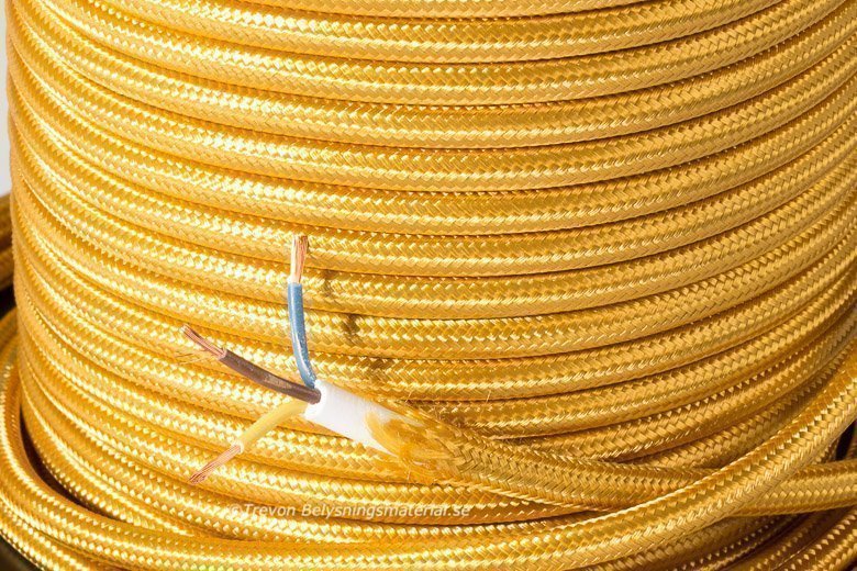 NY! Tygsladd guld jordad TEXA Silk Gold Round Cable 1m