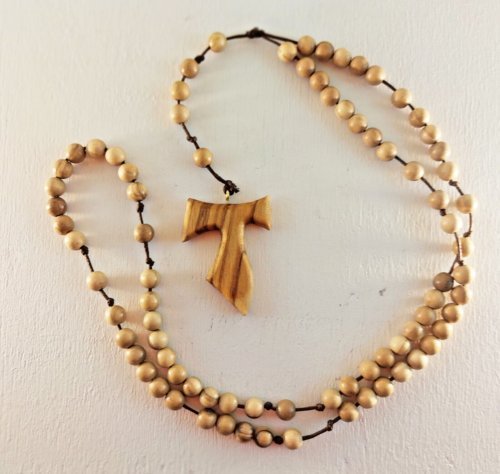 Tau SF Rosary Cross of St Francis of Assisi Crosses with olive wood Necklace