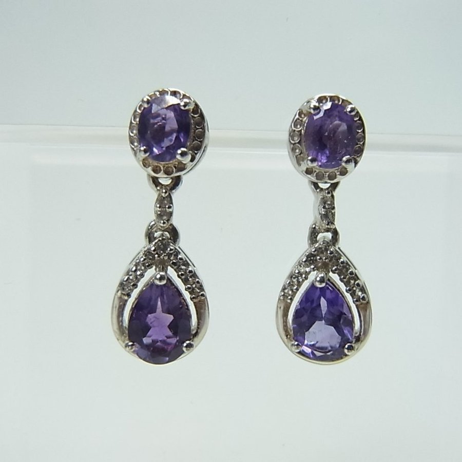 DESIGNER AMETHYST STUD ÖRHÄNGEN SILVER/ DESIGNER AMETHYST OHRSTECKER SILBER