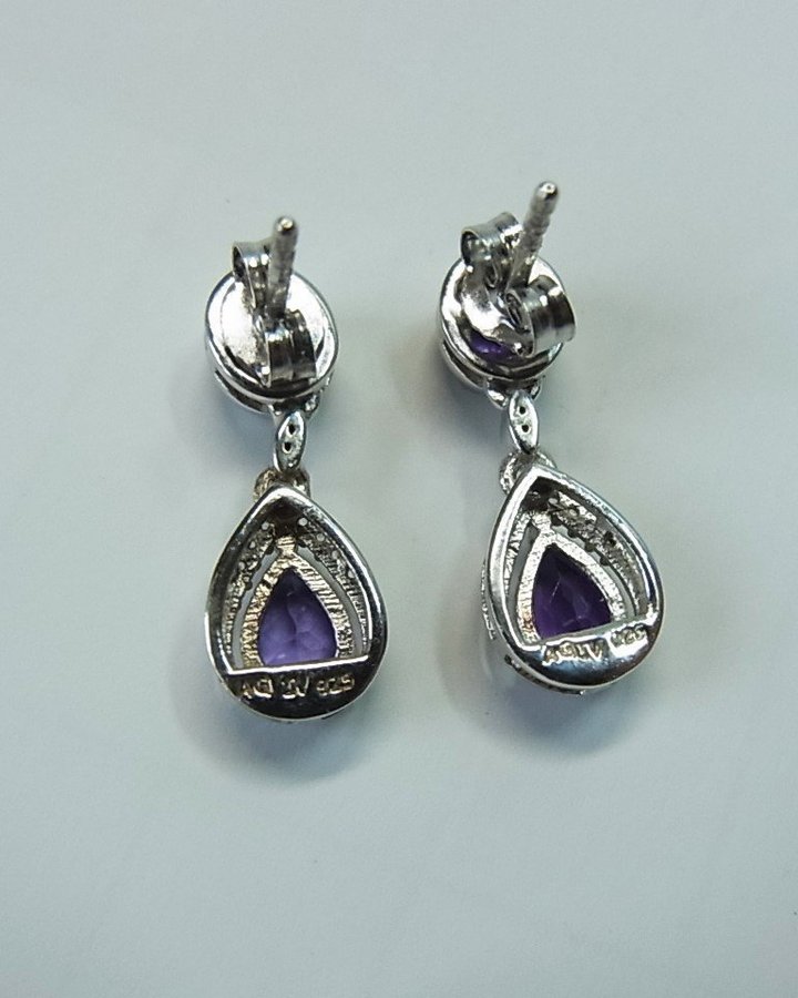 DESIGNER AMETHYST STUD ÖRHÄNGEN SILVER/ DESIGNER AMETHYST OHRSTECKER SILBER