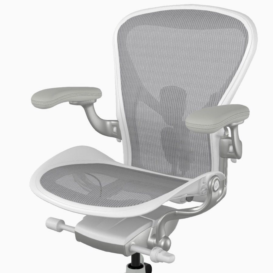 Läderarmstöd till Herman Miller Aeron A/B/C - Färg: Grå / Mineral