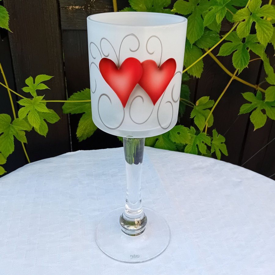 Stor 30cm ljuslykta Heart Nybro glasbruk