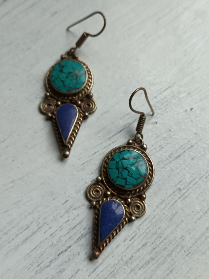 Örhängen,Tibet,Nepal,turkos,bohemiska,Lapis Lazul,boho,trend,nya