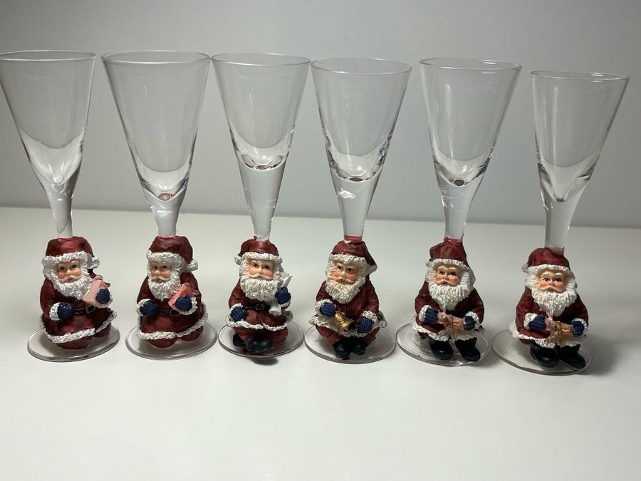 6 st snapsglas med tomtar jul glas tomteglas snaps