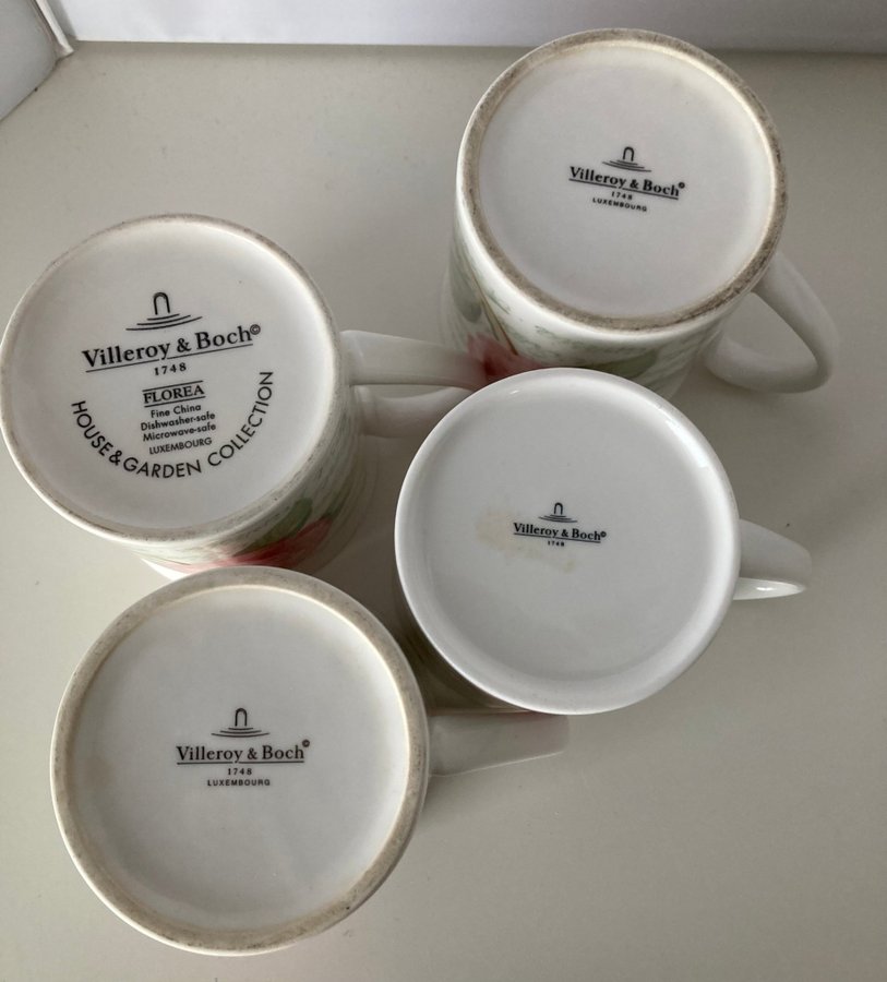 Villeroy  Boch 4 st muggar Florea House and Garden Collection rosor VB