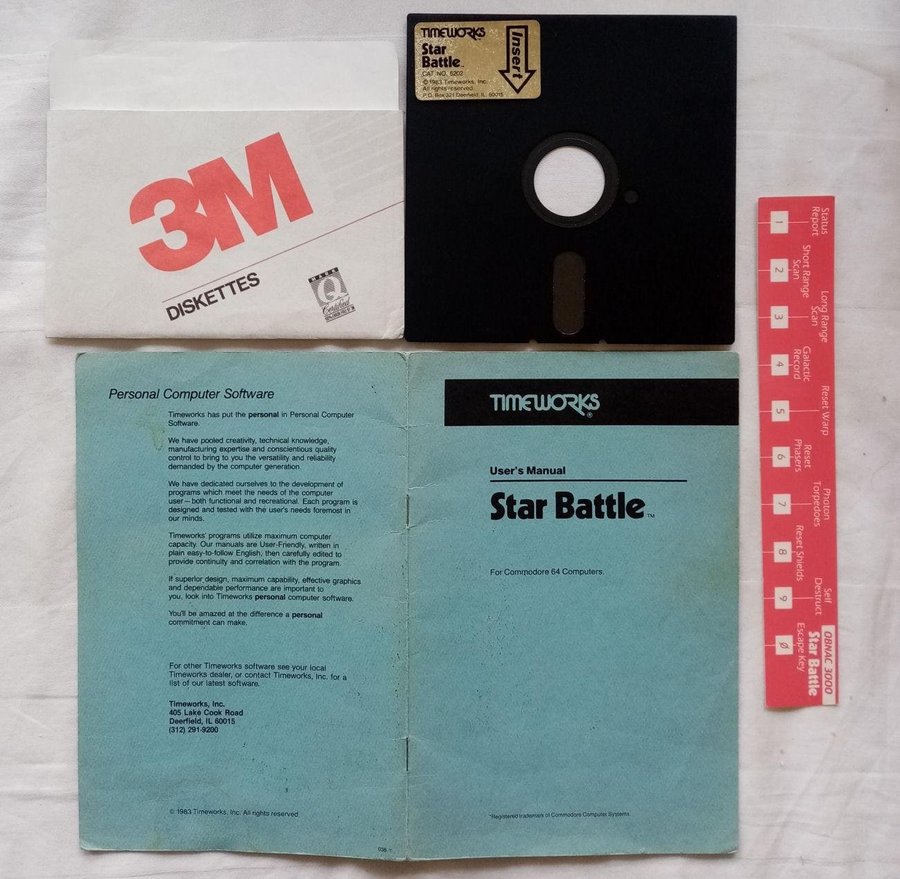 Star Battle (Timeworks) - Lös Disk + Manual ->TESTAD<- Commodore 64 / C64 Spel