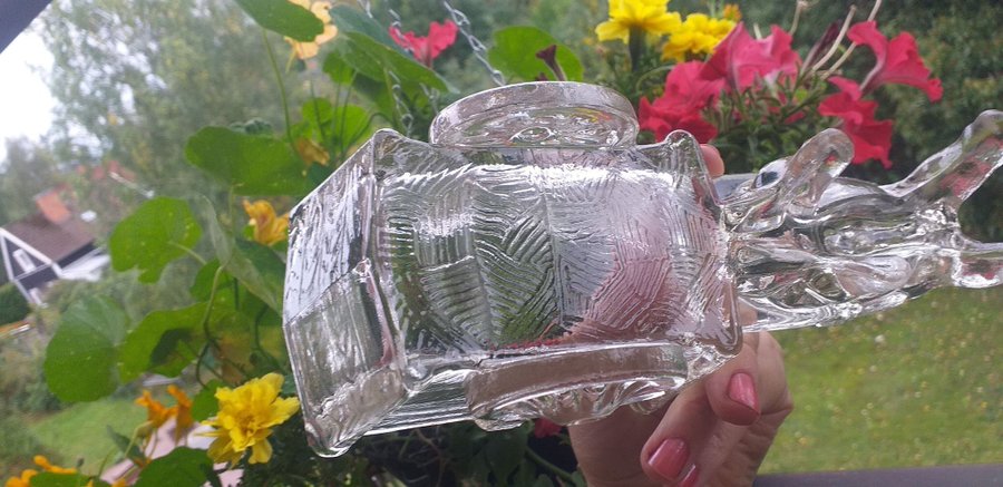 Stooor Häst med vagn skål glas vintage