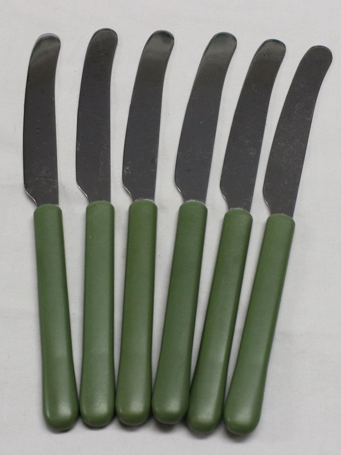 6 Tändad Matkniv Matknivar Kniv Knivar 23 cm IKEA i Rostfritt Grönt Skaft Plast