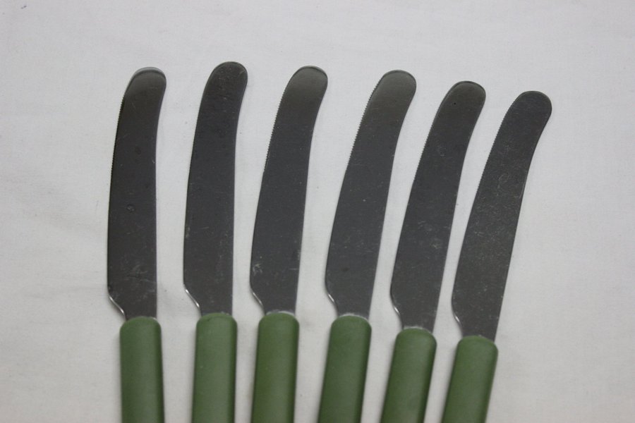 6 Tändad Matkniv Matknivar Kniv Knivar 23 cm IKEA i Rostfritt Grönt Skaft Plast