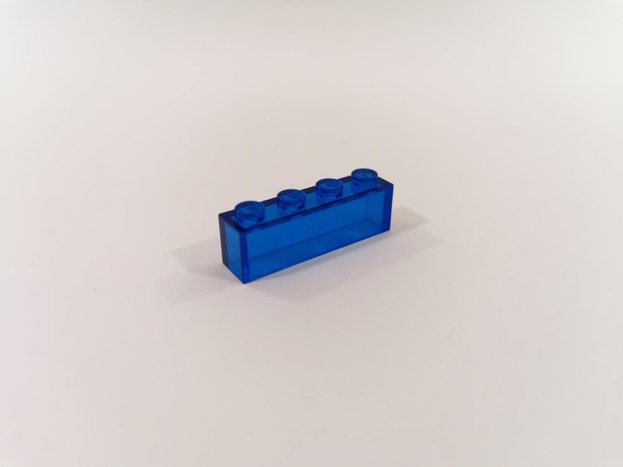 Lego - transparent - brick - 1x4 - part 3066 - blå (trans dark blue)