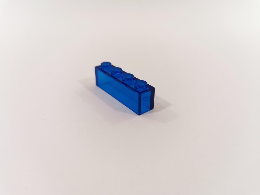 Lego - transparent - brick - 1x4 - part 3066 - blå (trans dark blue)