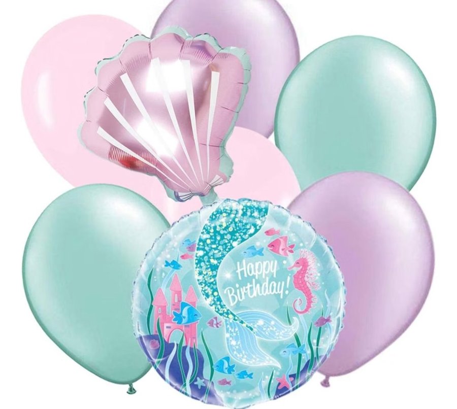 Ballonger Sjöjungfru Glittriga - Lila Rosa  Mint