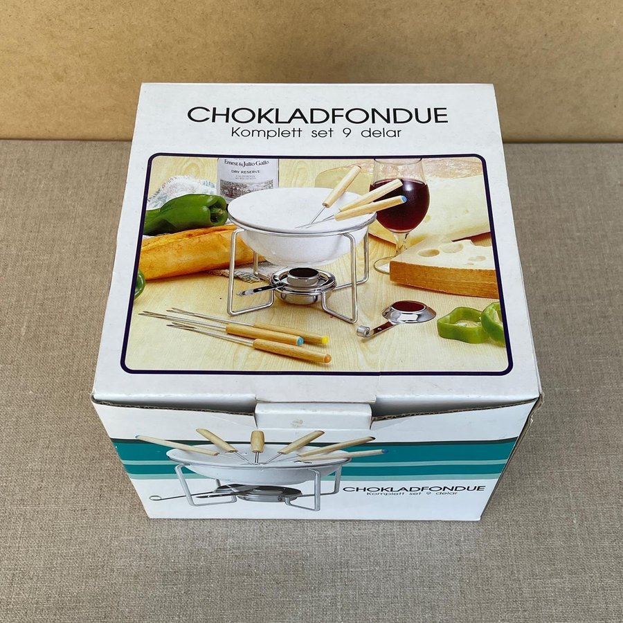 Choklad fondue set Skål metallställ värmare gafflar