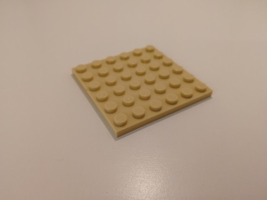 Lego - platta - plate - 6x6 - part 3958 - tan (ljus biege)