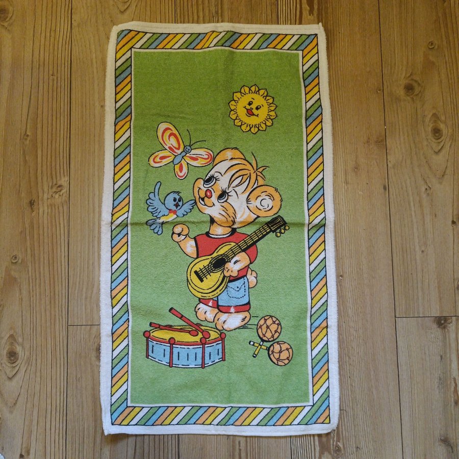 Retro vintage äldre textil handduk frotte' barnmotiv