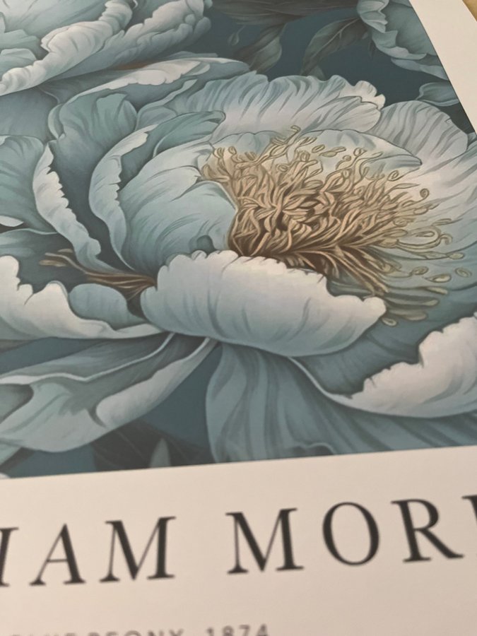 Poster A3 William Morris ”Peony in blue”