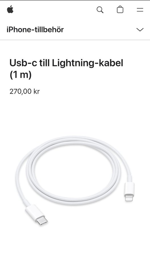 • Apple Original Laddare iPhone USB-C Charger Mobilladdare Vit 20 W