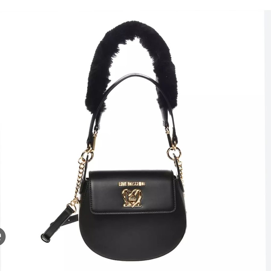 Nyskick Moschino turn lock saddle bag svart handväska