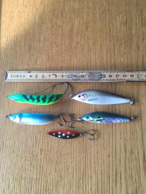 Fiskedrag, 5st. Bl.a Rapala Minnow Spoon.