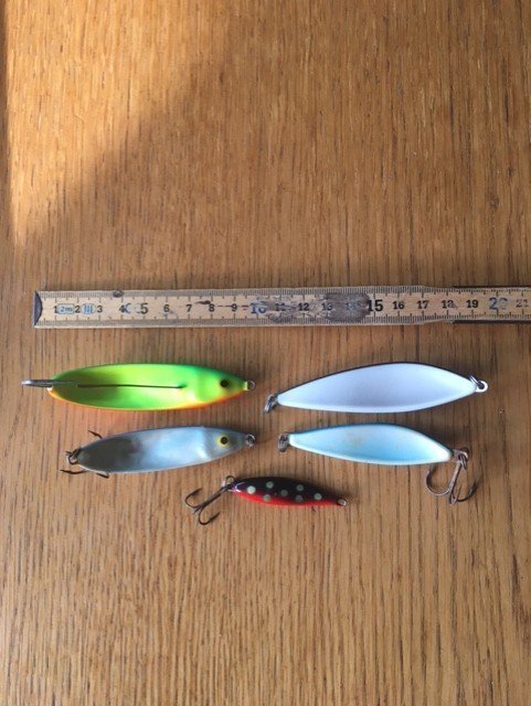 Fiskedrag, 5st. Bl.a Rapala Minnow Spoon.