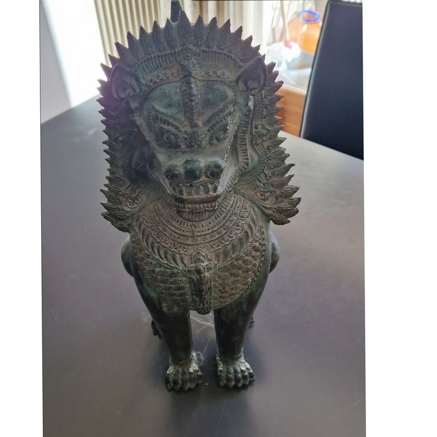 Temple Lion - Thai Style Ancient Bronze Singha Temple Guardian or Lion