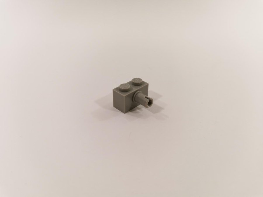 Lego - bit - modifierad - pin - 1x2 - part 2458 - ljusgrå (old light gray)